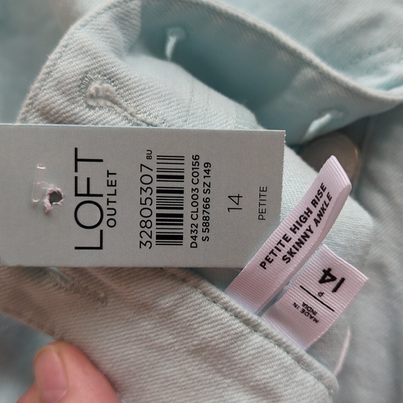 NWT Loft Button Fly High Rise Skinny Ankle Mom Jeans 14P Green - Picture 8 of 16